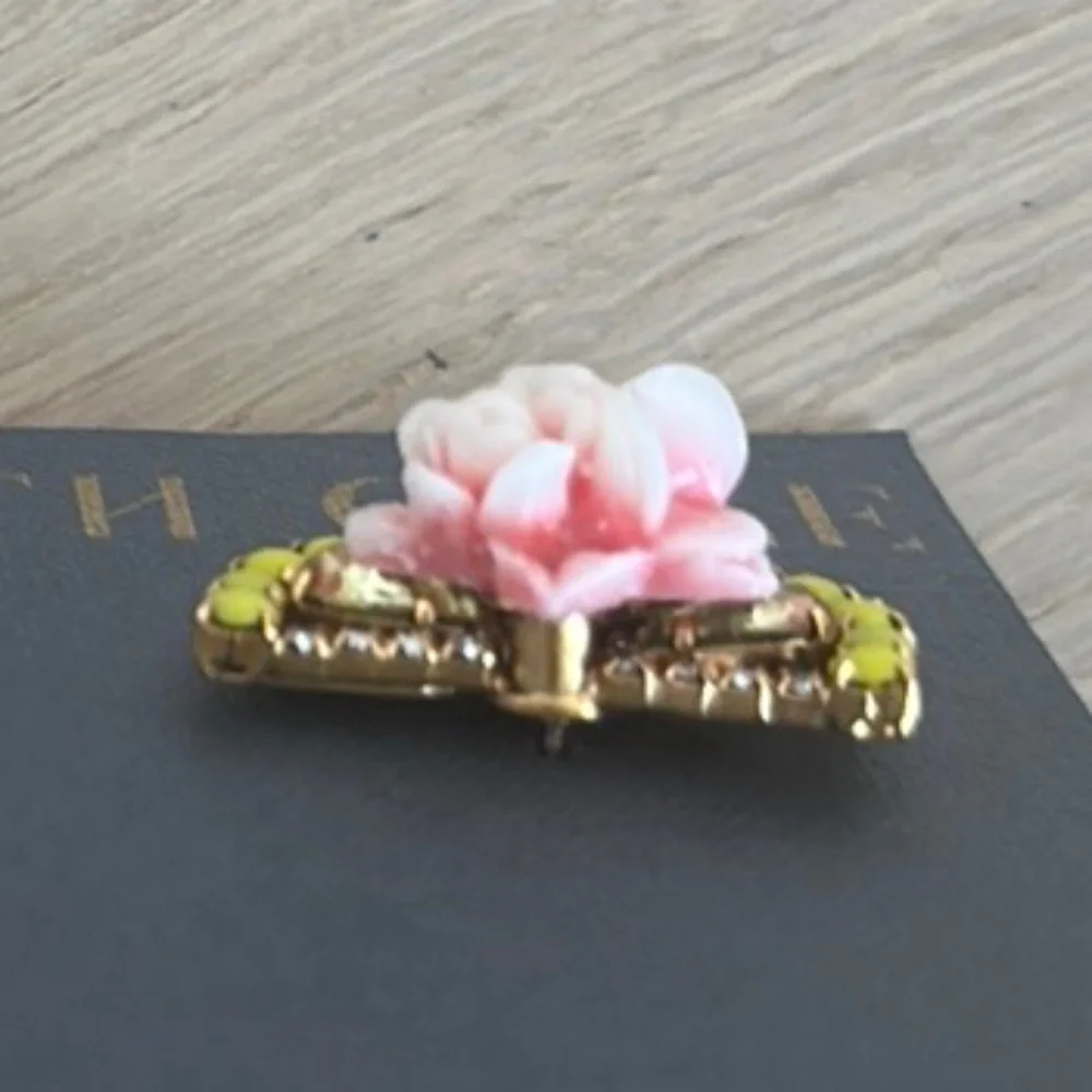 Elizabeth Cole Pink Floral and Citrine Bead Fan Earrings - NWOT - Picture 11 of 11